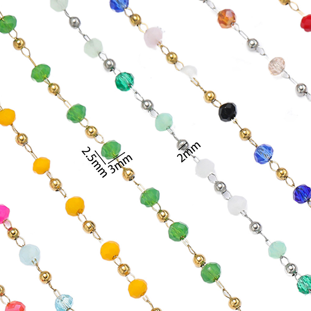 Crystal Bead Mix - Cadenas de acero inoxidable de 1